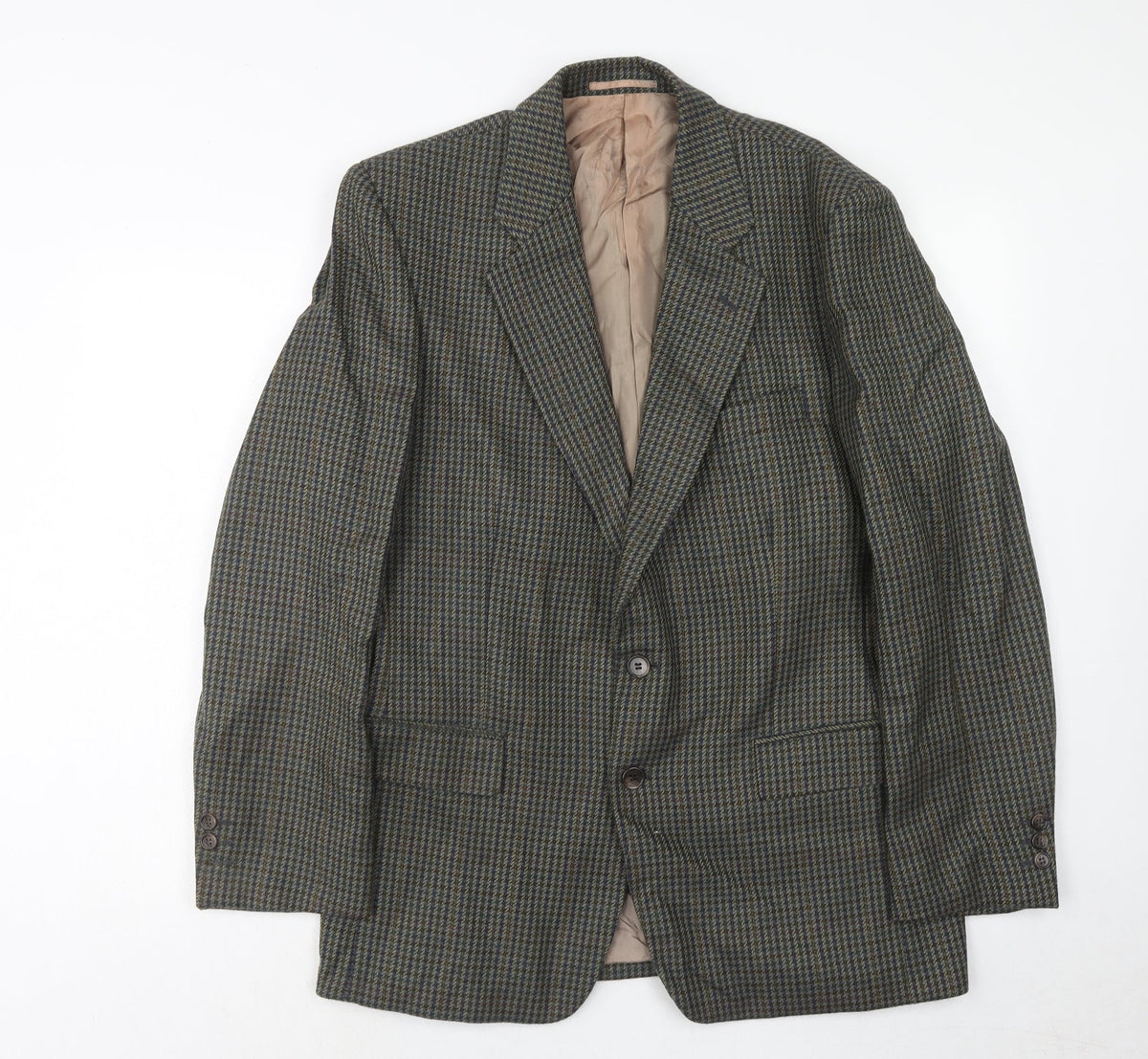 Wellington Mens Green Geometric Wool Jacket Blazer Size 40 Regular