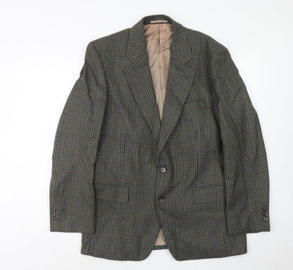 Wellington Mens Green Geometric Wool Jacket Blazer Size 40 Regular