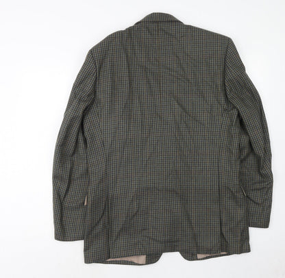 Wellington Mens Green Geometric Wool Jacket Blazer Size 40 Regular