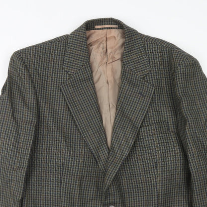 Wellington Mens Green Geometric Wool Jacket Blazer Size 40 Regular