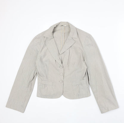 George Womens Beige Polyester Jacket Blazer Size 12
