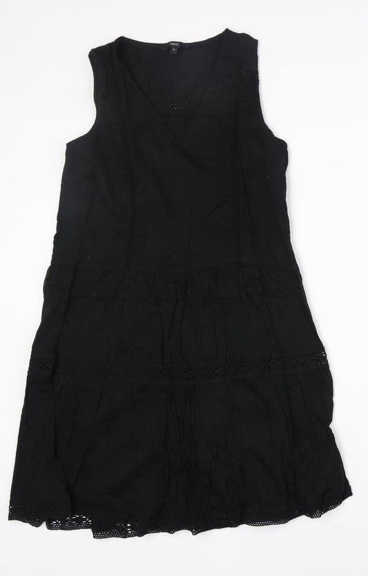 NEXT Womens Black 100% Cotton Trapeze & Swing Size 12 V-Neck Pullover