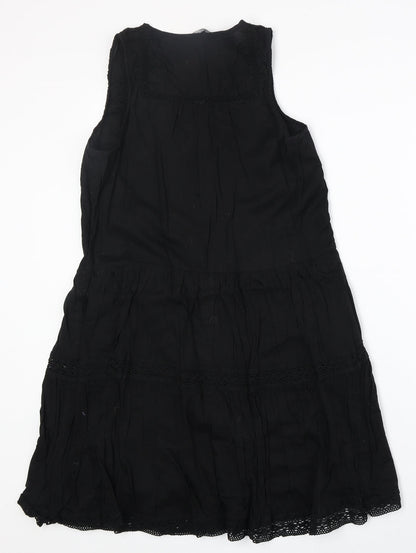 NEXT Womens Black 100% Cotton Trapeze & Swing Size 12 V-Neck Pullover