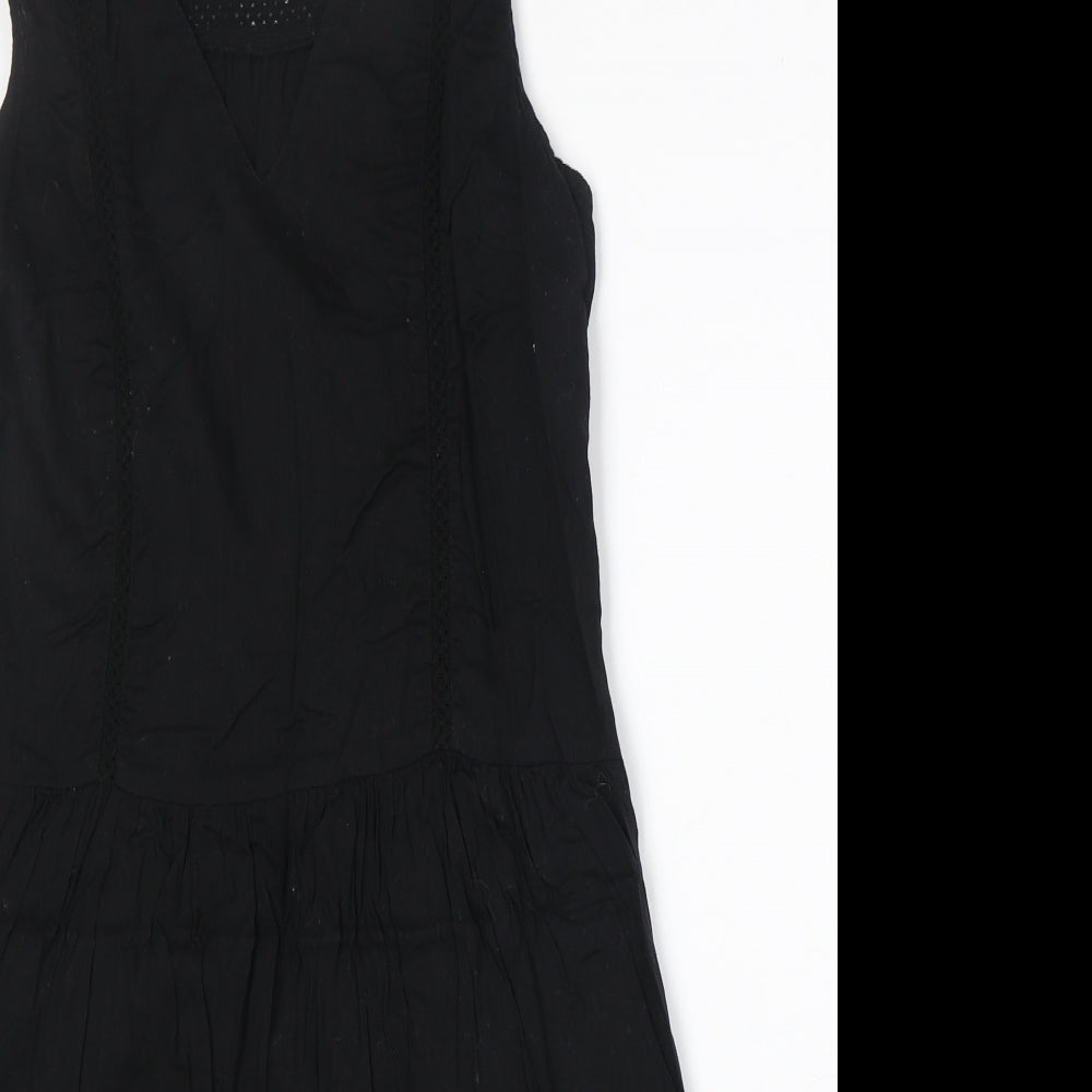 NEXT Womens Black 100% Cotton Trapeze & Swing Size 12 V-Neck Pullover