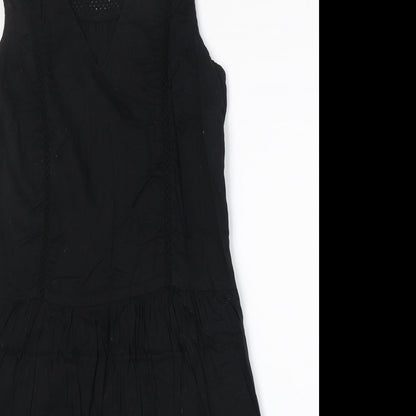 NEXT Womens Black 100% Cotton Trapeze & Swing Size 12 V-Neck Pullover