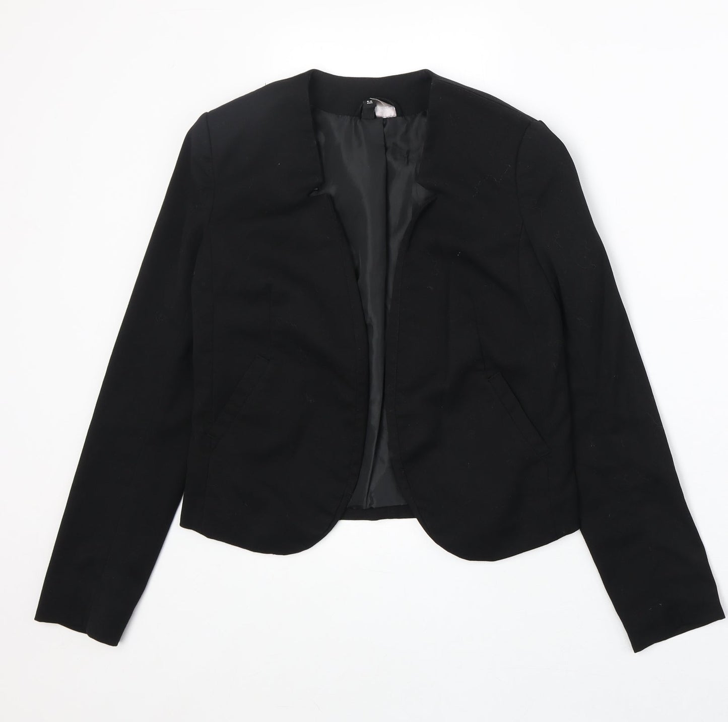H&M Womens Black Polyester Jacket Blazer Size 8