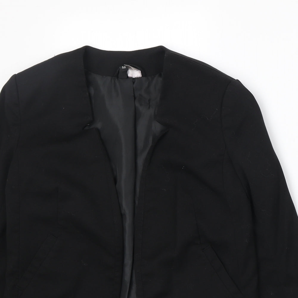 H&M Womens Black Polyester Jacket Blazer Size 8