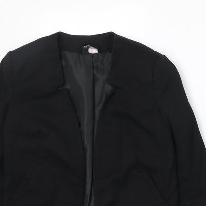H&M Womens Black Polyester Jacket Blazer Size 8