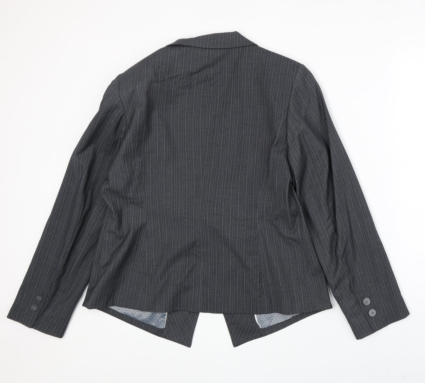 Marks and Spencer Womens Grey Striped Polyester Jacket Blazer Size 16