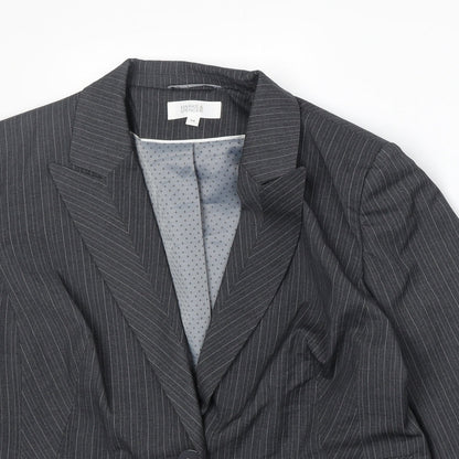 Marks and Spencer Womens Grey Striped Polyester Jacket Blazer Size 16