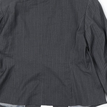 Marks and Spencer Womens Grey Striped Polyester Jacket Blazer Size 16