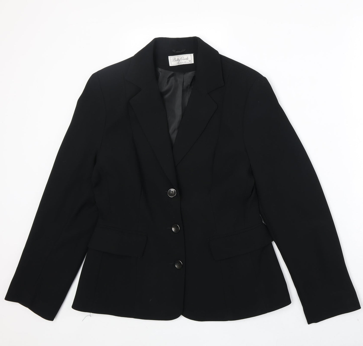 Betty Clark Womens Black Polyester Jacket Blazer Size 12