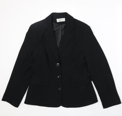 Betty Clark Womens Black Polyester Jacket Blazer Size 12