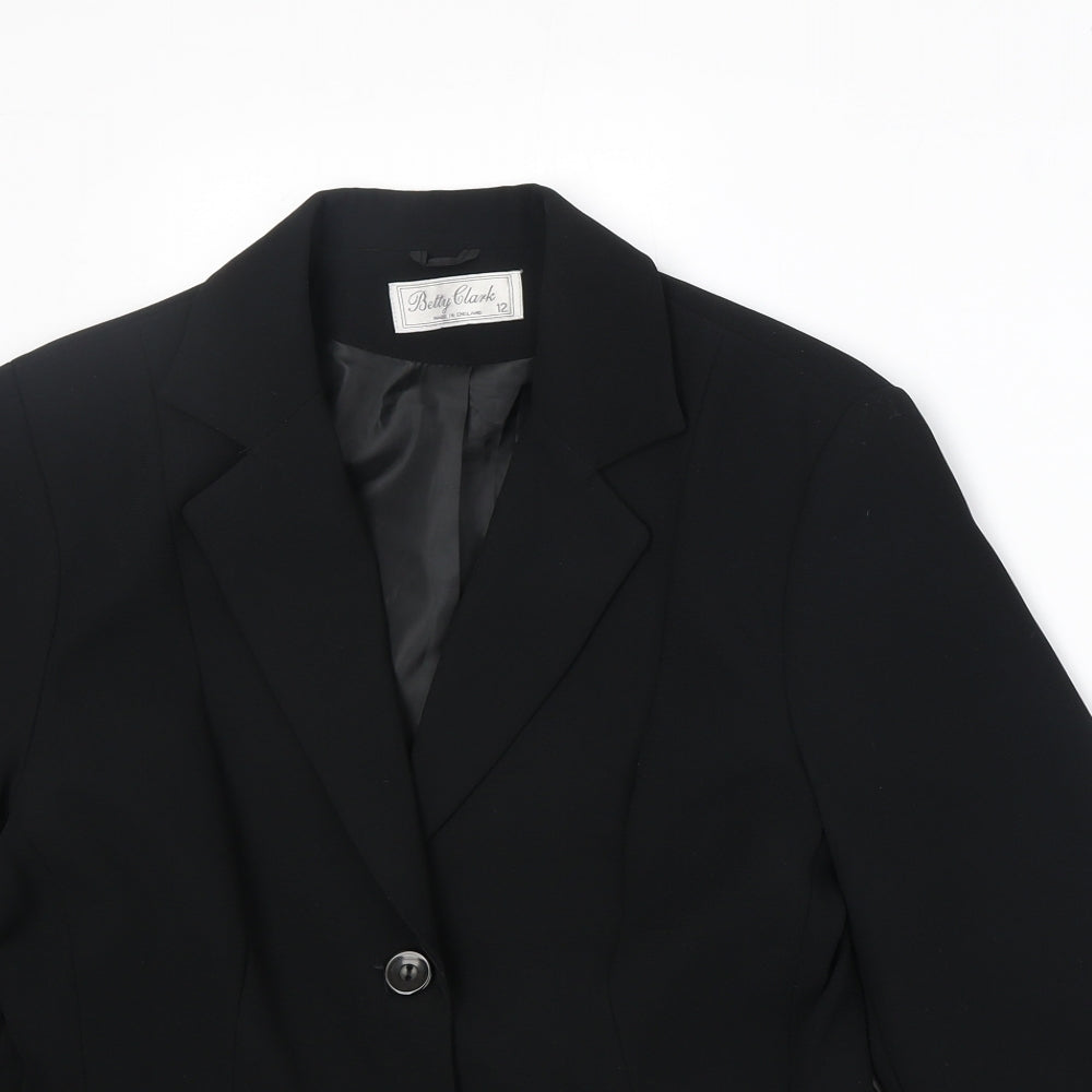 Betty Clark Womens Black Polyester Jacket Blazer Size 12
