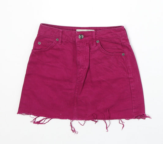 Womens UK Size 4 Topshop A-Line Denim Skirt