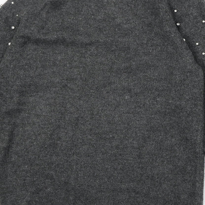 F&F Womens Grey Round Neck Acrylic Pullover Jumper Size 8