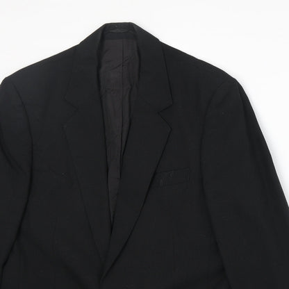 Falconry Mens Black Polyester Jacket Suit Jacket Size 38 Regular