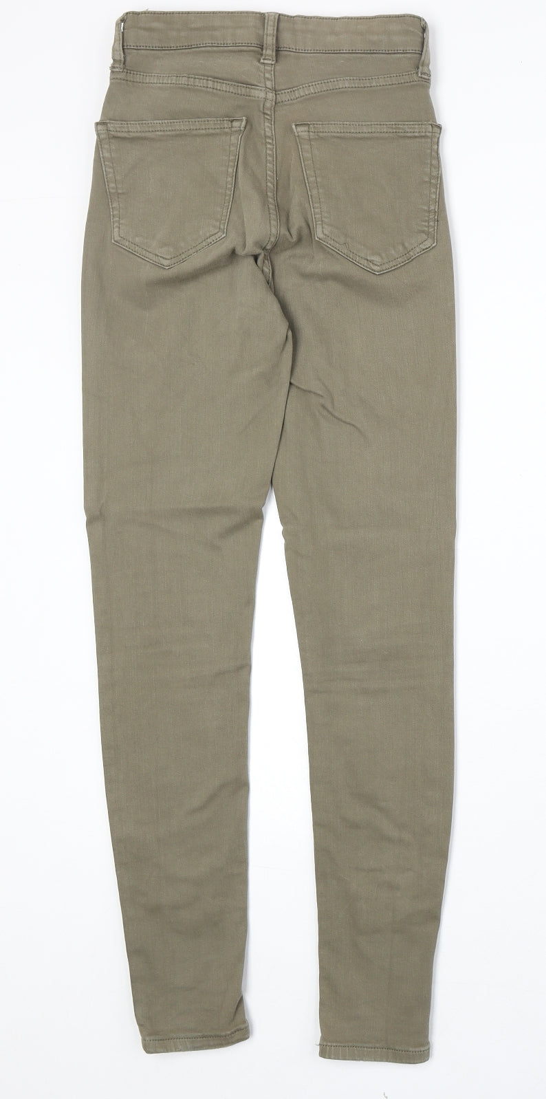 Topshop Womens Green Cotton Skinny Jeans Size 25 in Regular Zip