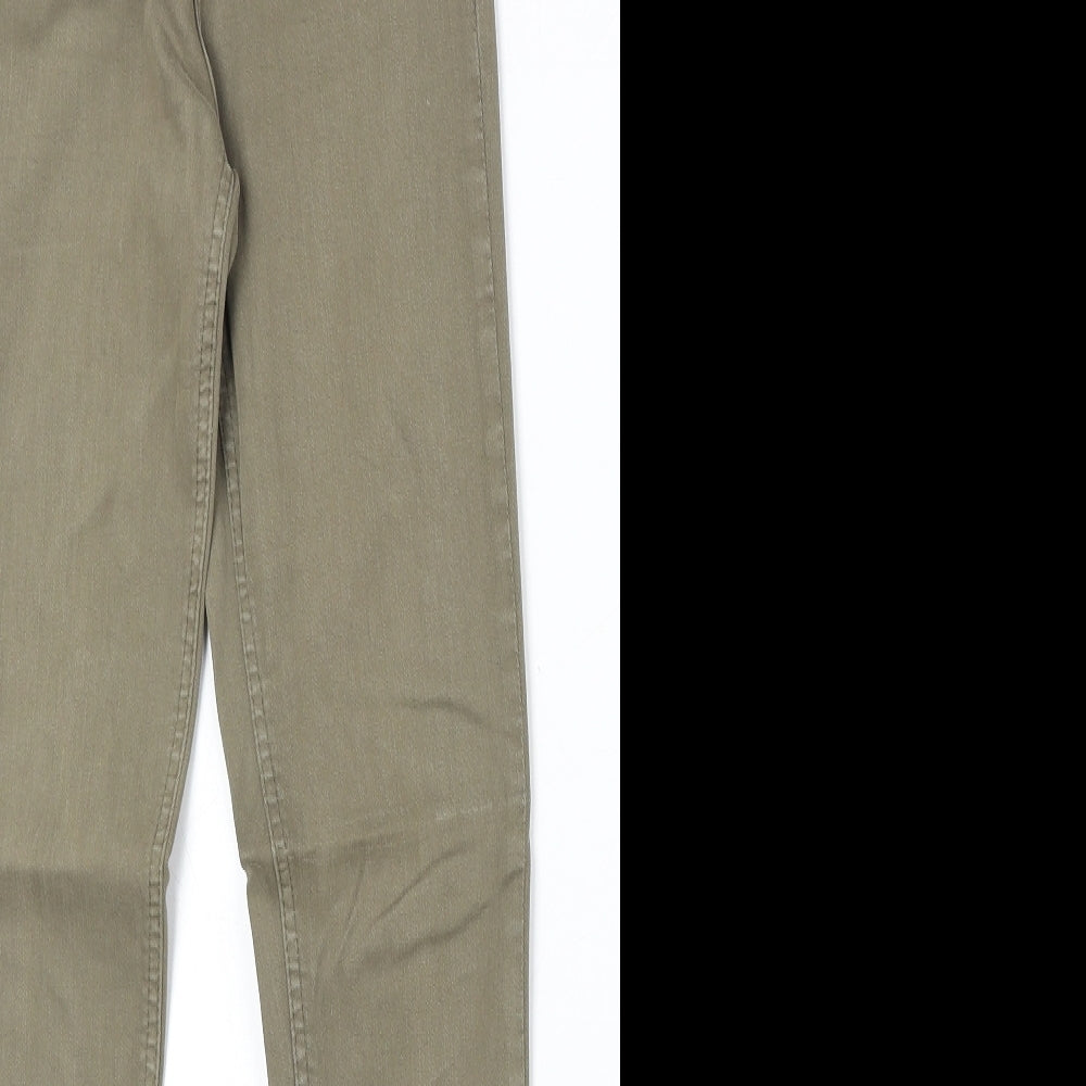 Topshop Womens Green Cotton Skinny Jeans Size 25 in Regular Zip