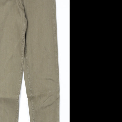 Topshop Womens Green Cotton Skinny Jeans Size 25 in Regular Zip
