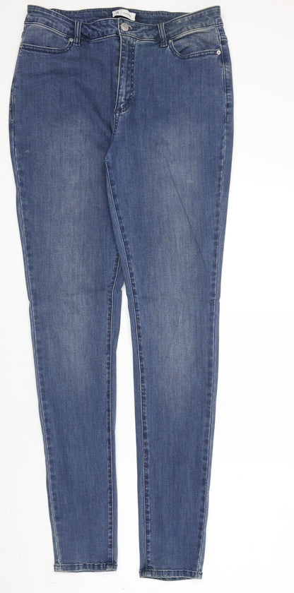 Essentials Womens Blue Cotton Skinny Jeans Size 31 in Regular Zip