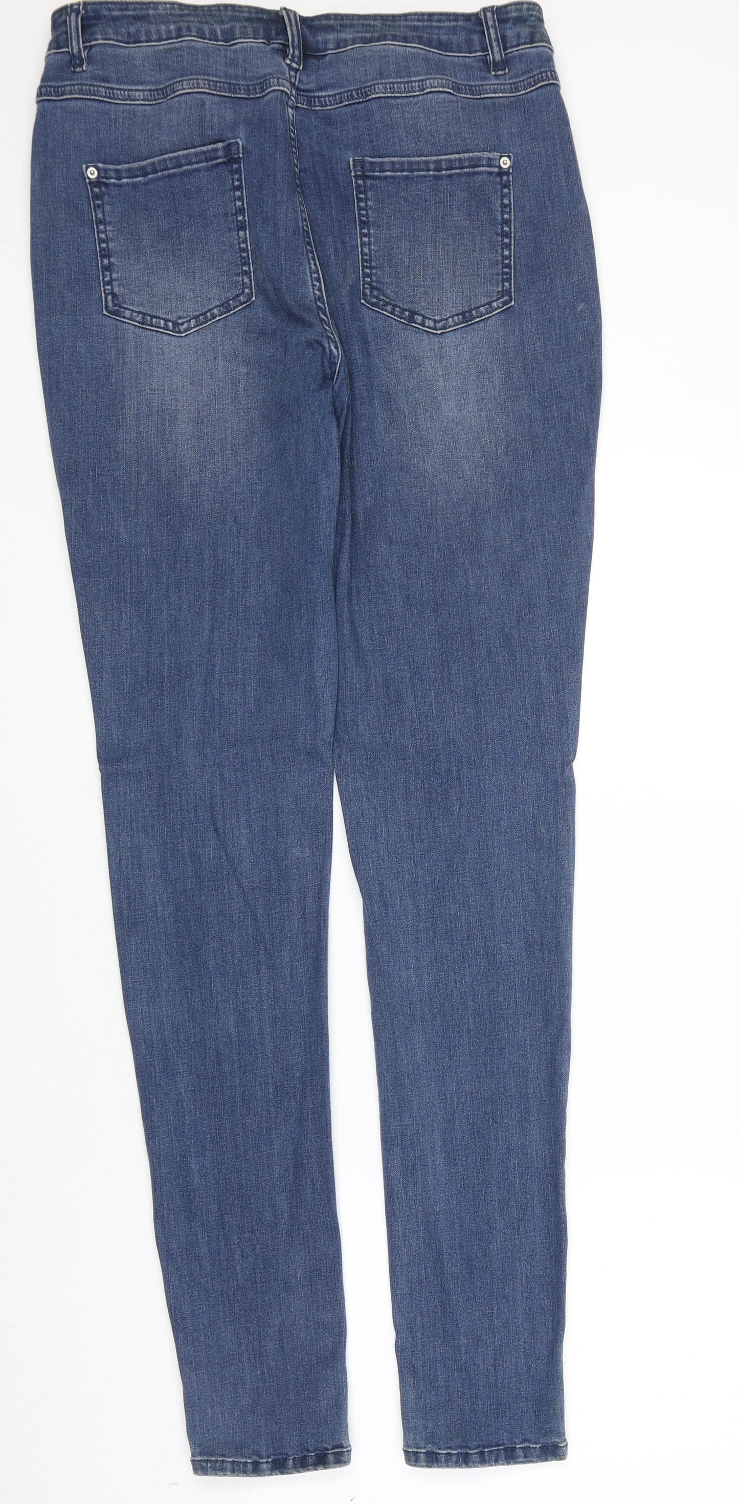 Essentials Womens Blue Cotton Skinny Jeans Size 31 in Regular Zip