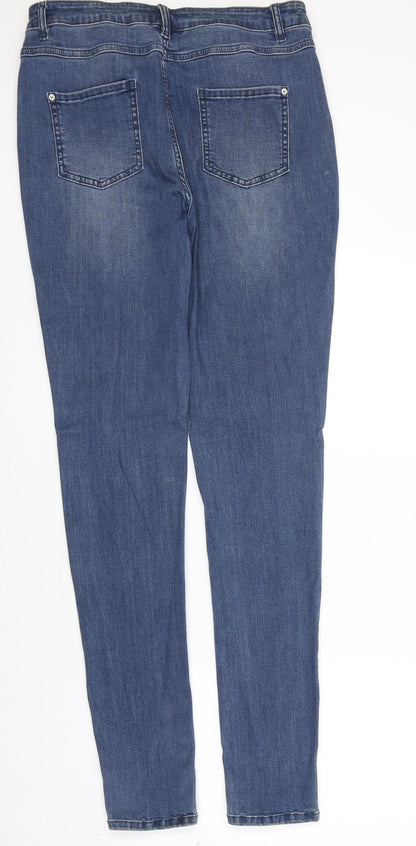Essentials Womens Blue Cotton Skinny Jeans Size 31 in Regular Zip