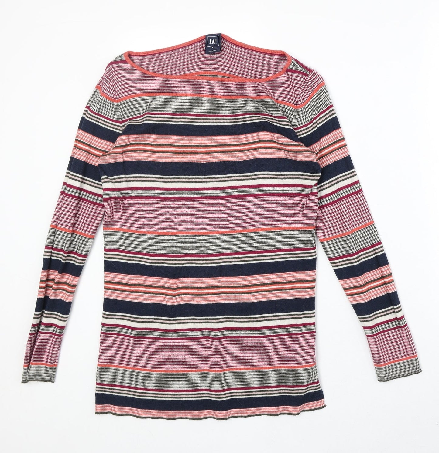 Gap Womens Multicoloured Boat Neck Striped Cotton Pullover Jumper Size S