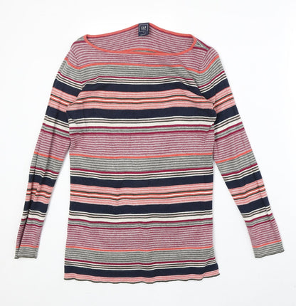 Gap Womens Multicoloured Boat Neck Striped Cotton Pullover Jumper Size S