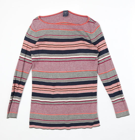 Gap Womens Multicoloured Boat Neck Striped Cotton Pullover Jumper Size S