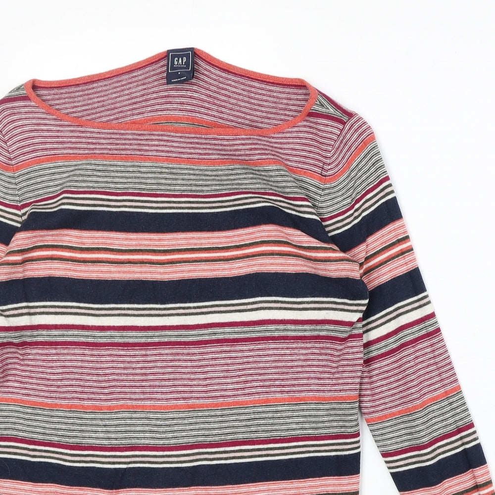Gap Womens Multicoloured Boat Neck Striped Cotton Pullover Jumper Size S