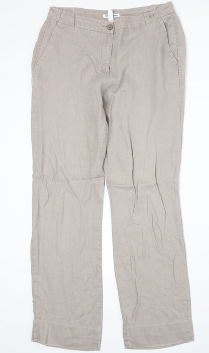 Womens UK Size 12 Punt Roma Regular Fit  Beige Trousers
