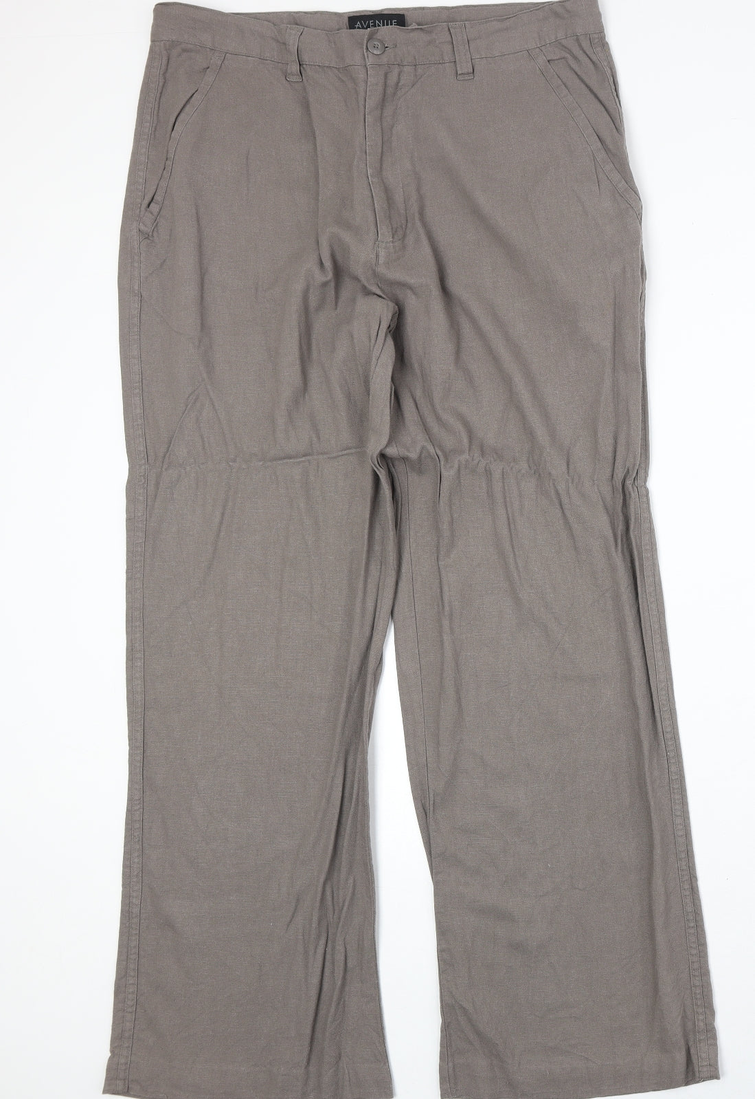 Avenue Womens Beige Linen Trousers Size 36 in Regular Zip