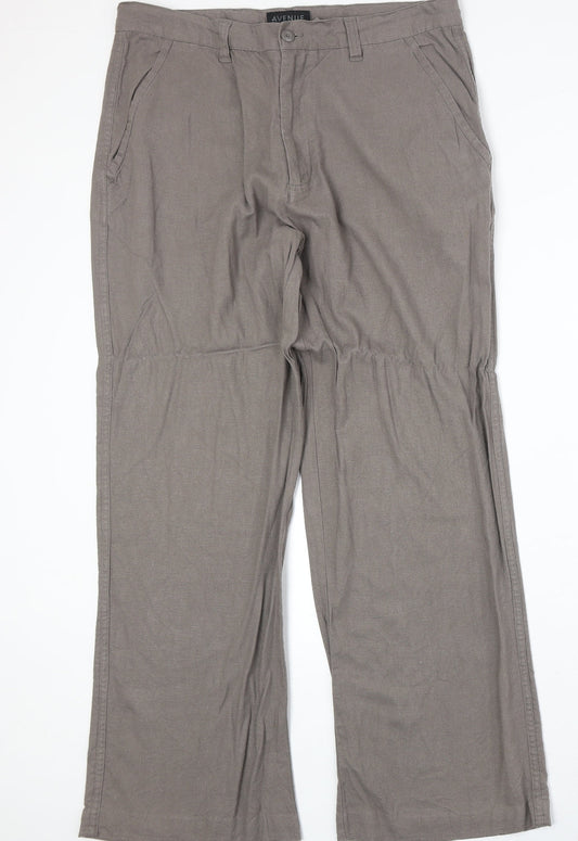 Avenue Womens Beige Linen Trousers Size 36 in Regular Zip