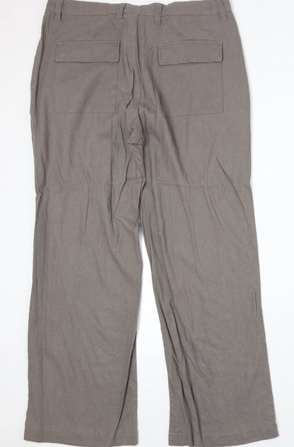 Avenue Womens Beige Linen Trousers Size 36 in Regular Zip