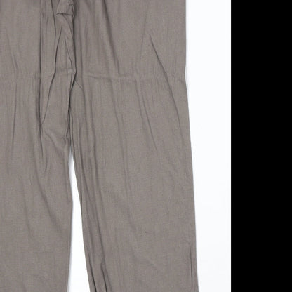 Avenue Womens Beige Linen Trousers Size 36 in Regular Zip