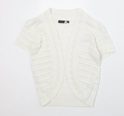 V Eve Womens Ivory V-Neck Geometric Cotton Cardigan Jumper Size M - Size M/L