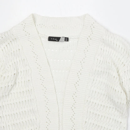 V Eve Womens Ivory V-Neck Geometric Cotton Cardigan Jumper Size M - Size M/L