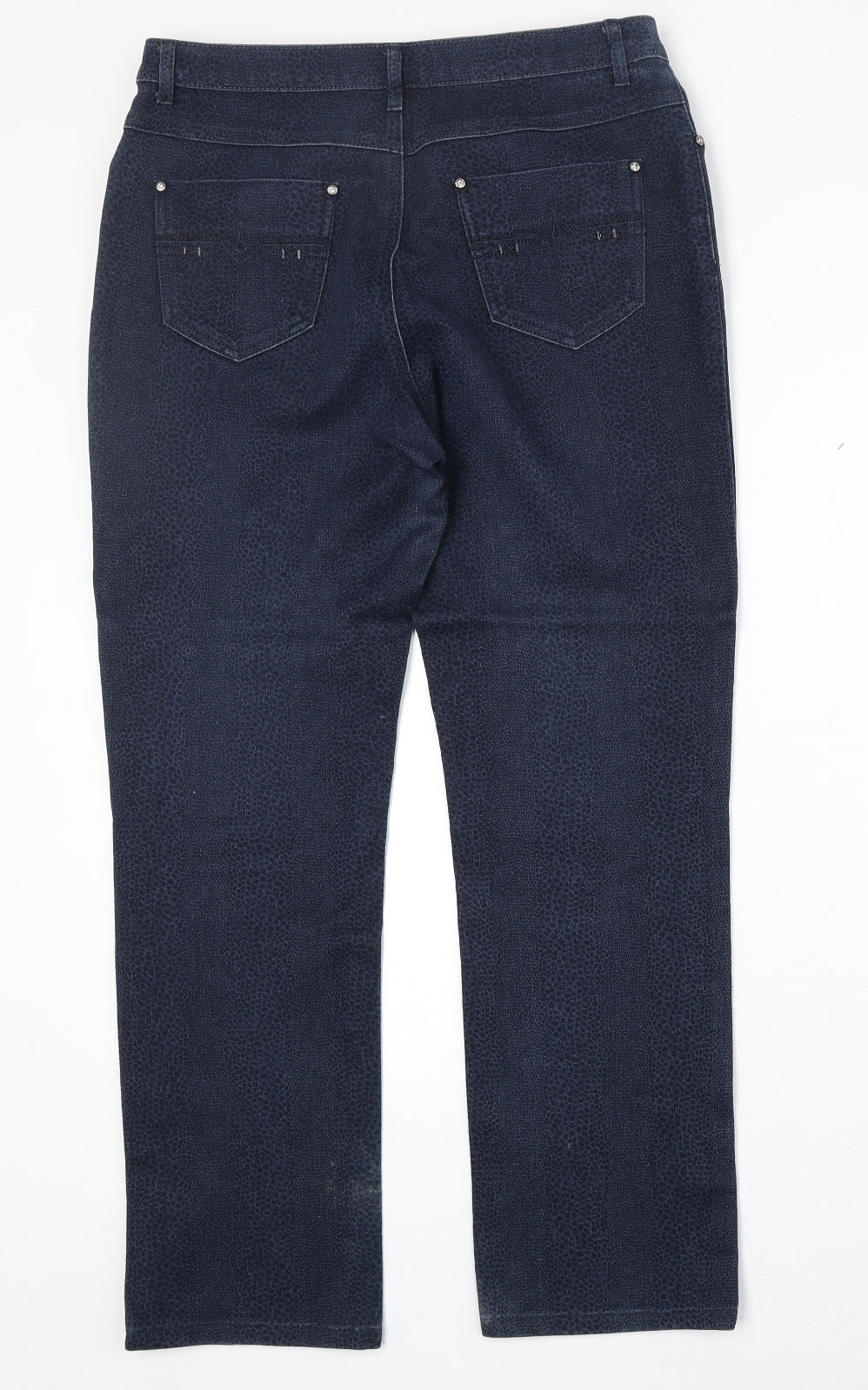 YL Womens Blue Animal Print Cotton Straight Jeans Size 30 in Regular Zip - Cheetah Print