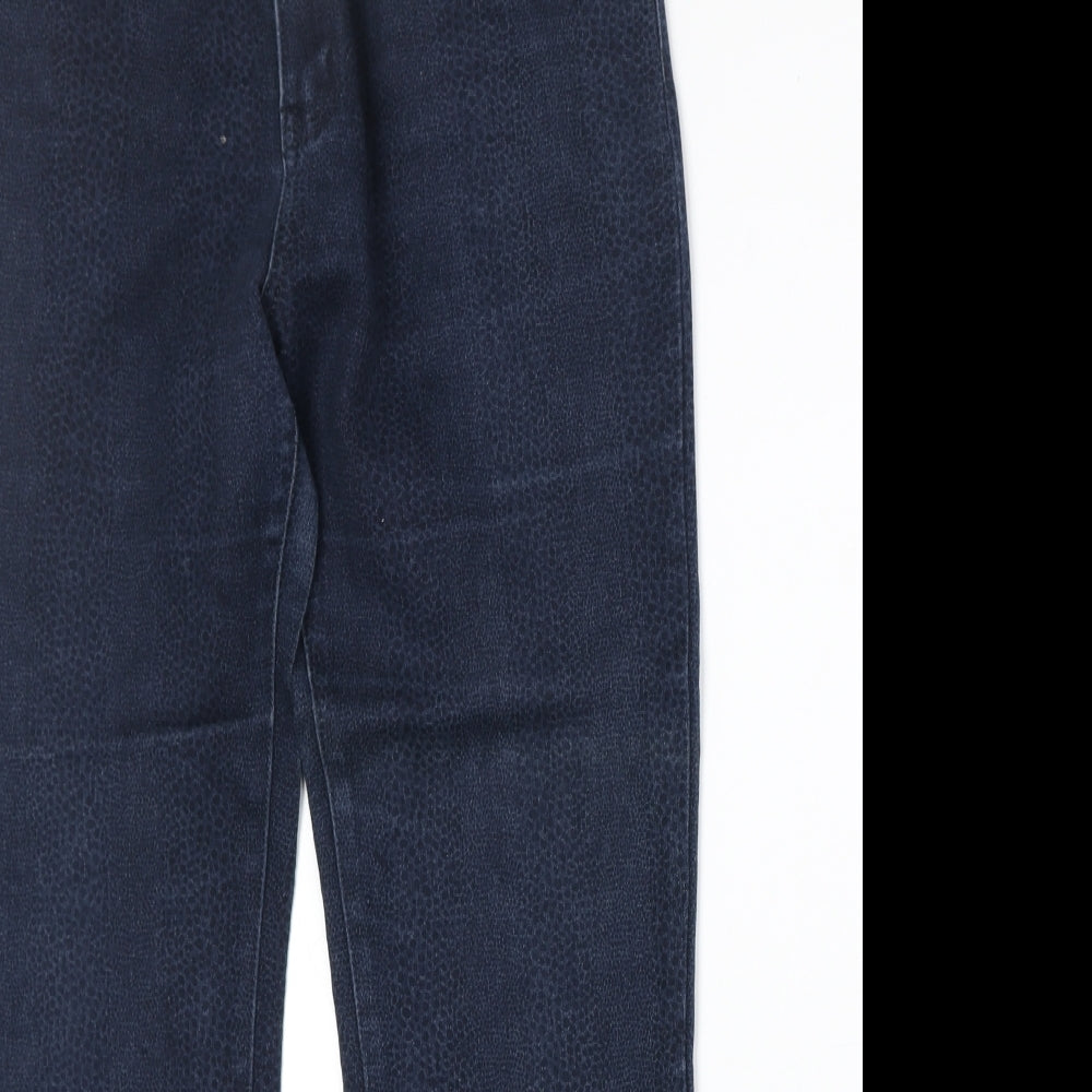 YL Womens Blue Animal Print Cotton Straight Jeans Size 30 in Regular Zip - Cheetah Print
