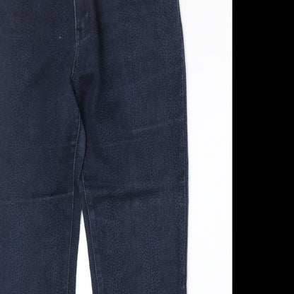 YL Womens Blue Animal Print Cotton Straight Jeans Size 30 in Regular Zip - Cheetah Print