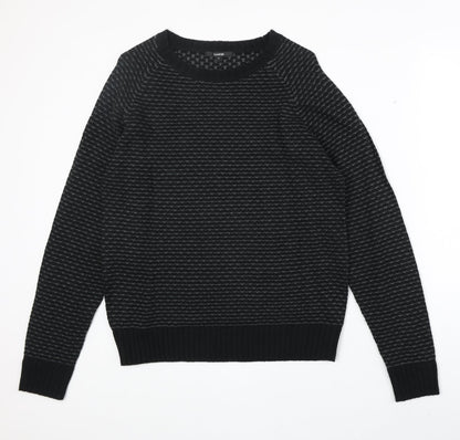 George Mens Black Round Neck Acrylic Pullover Jumper Size S Long Sleeve