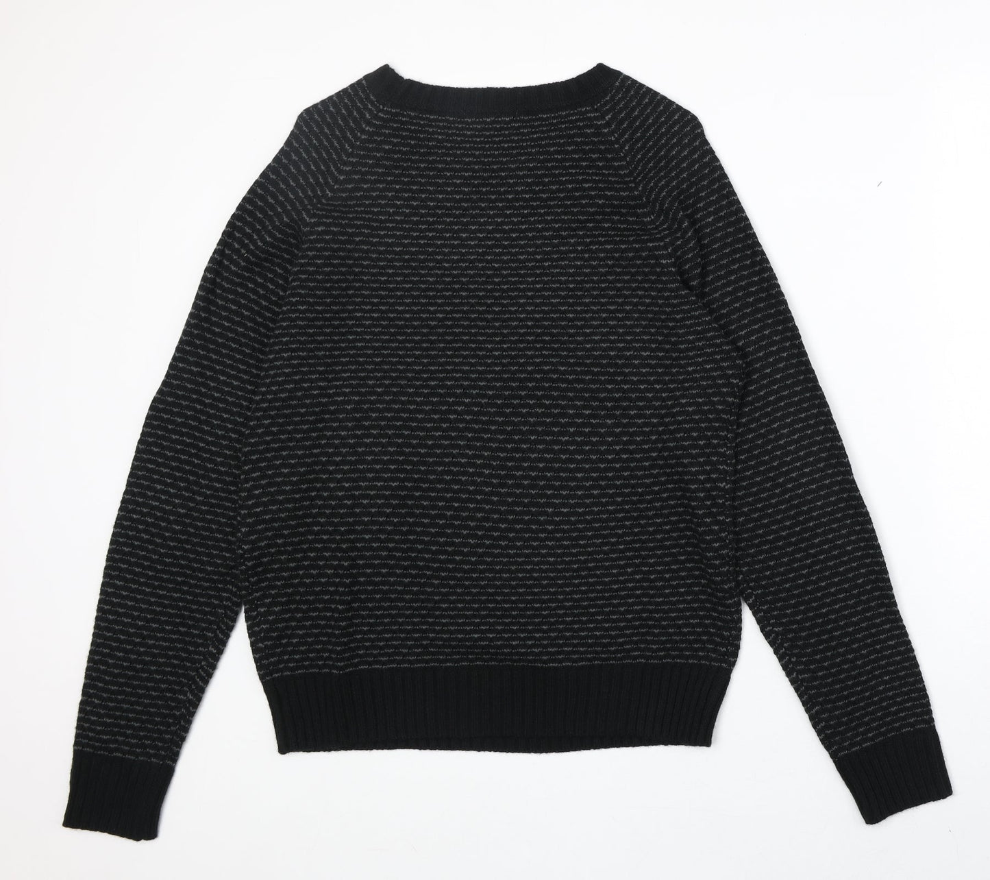 George Mens Black Round Neck Acrylic Pullover Jumper Size S Long Sleeve