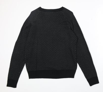 George Mens Black Round Neck Acrylic Pullover Jumper Size S Long Sleeve