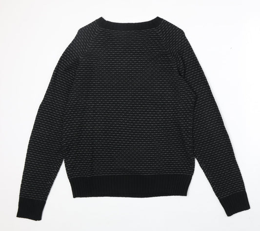 George Mens Black Round Neck Acrylic Pullover Jumper Size S Long Sleeve