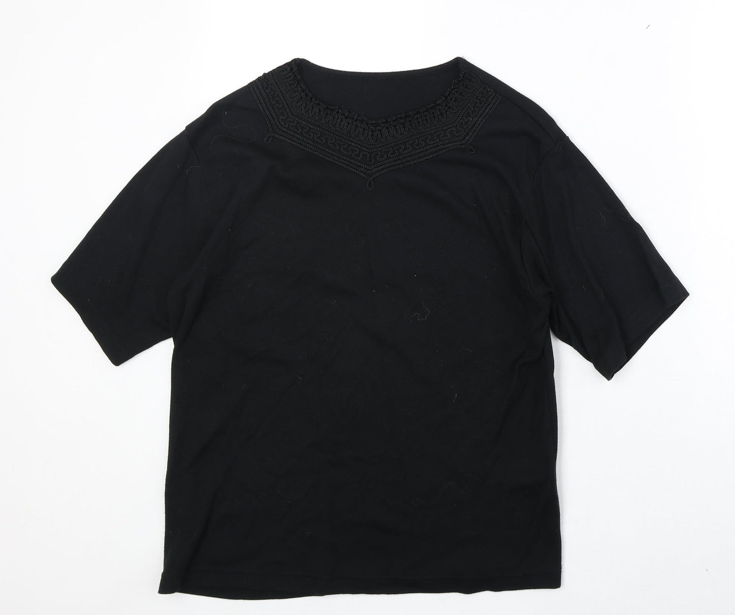 Womens UK Size L Preworn Black Basic T-Shirt