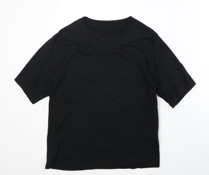 Womens UK Size L Preworn Black Basic T-Shirt
