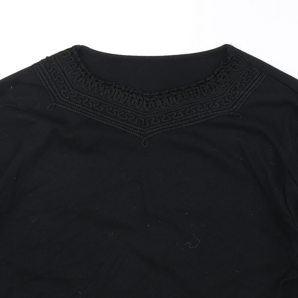 Womens UK Size L Preworn Black Basic T-Shirt