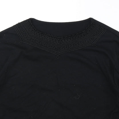 Womens UK Size L Preworn Black Basic T-Shirt