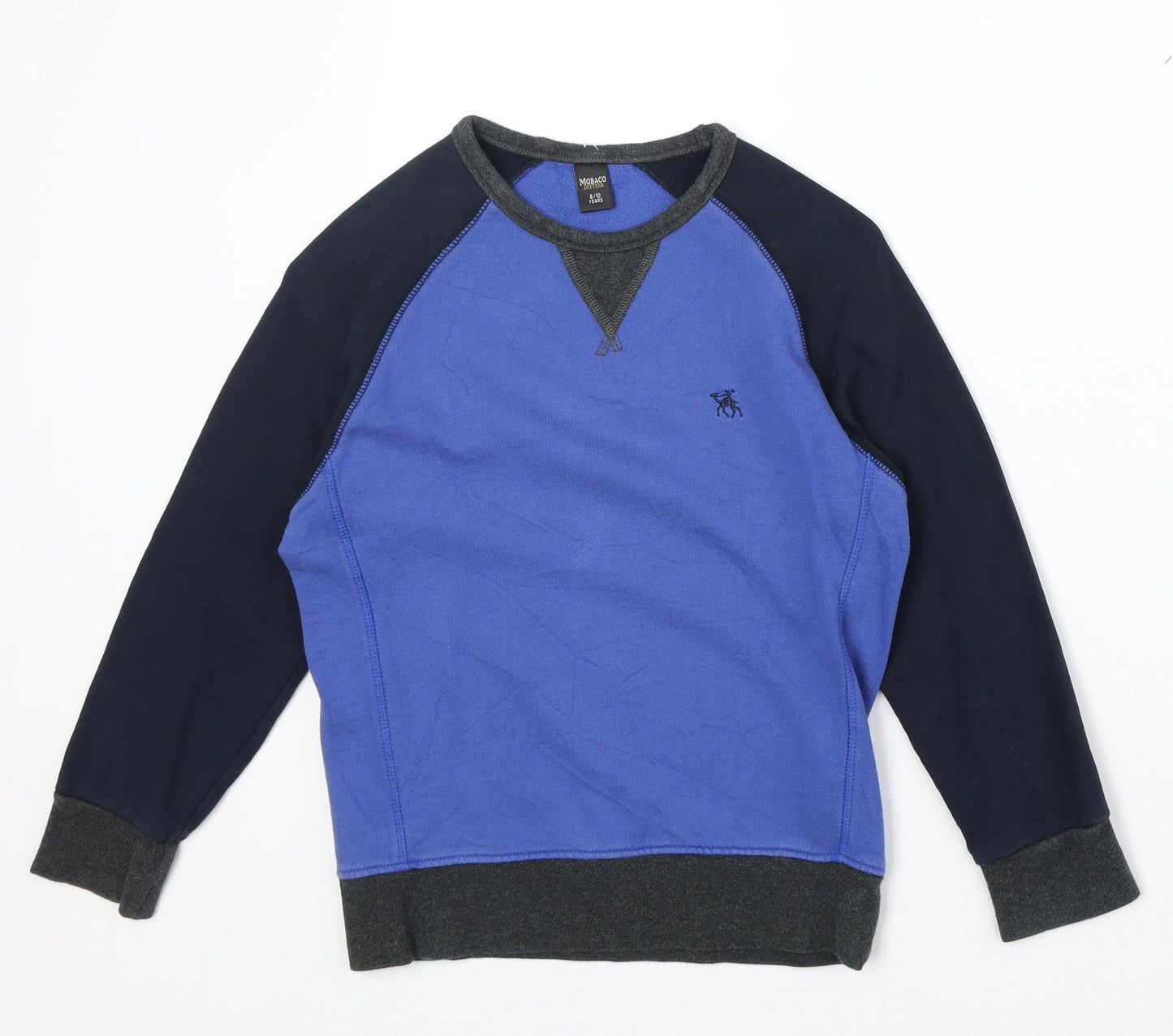 Mobacco Boys Blue Geometric 100% Cotton Pullover Sweatshirt Size 8-9 Years Pullover